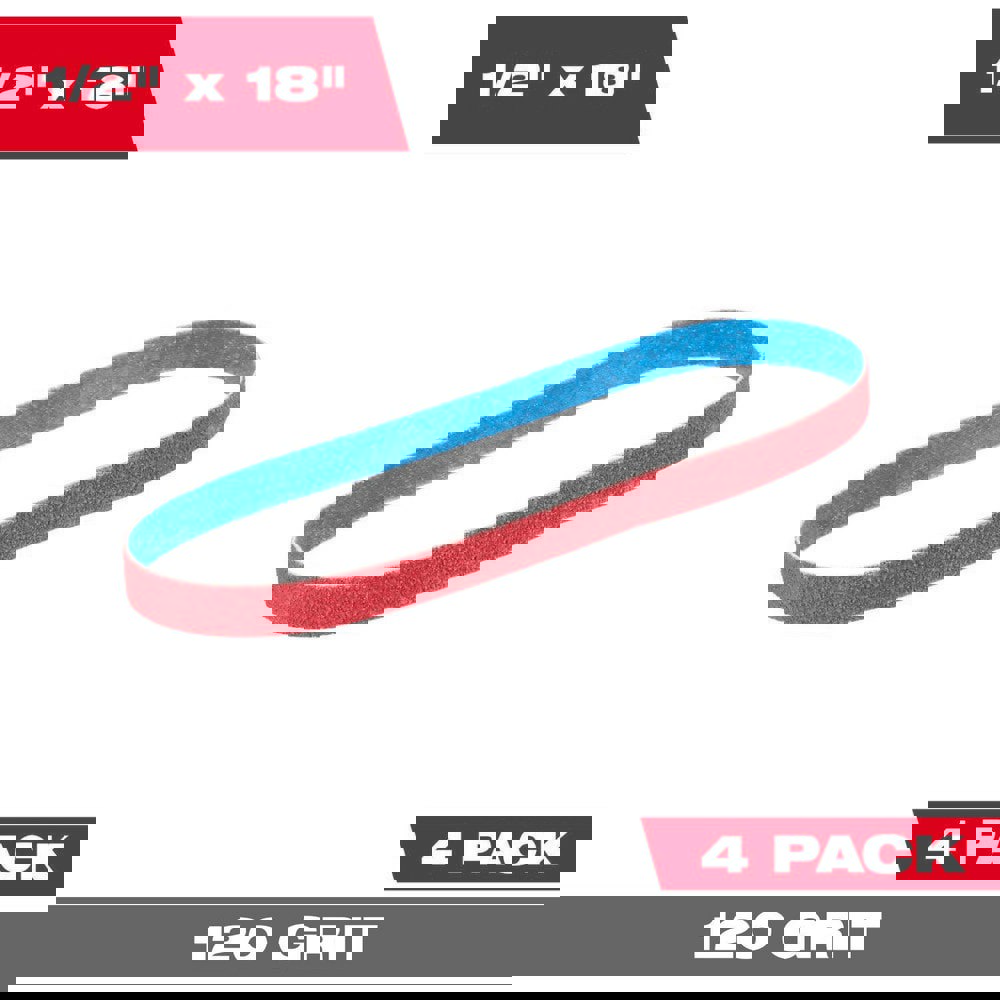 Abrasive Belts; Belt Width (Inch): 1/2 ; Belt Length (Inch): 18 ; Grit: 120 ; Abrasive Type: Coated ; Abrasive Material: Ceramic ; Wet/Dry Operation: Dry